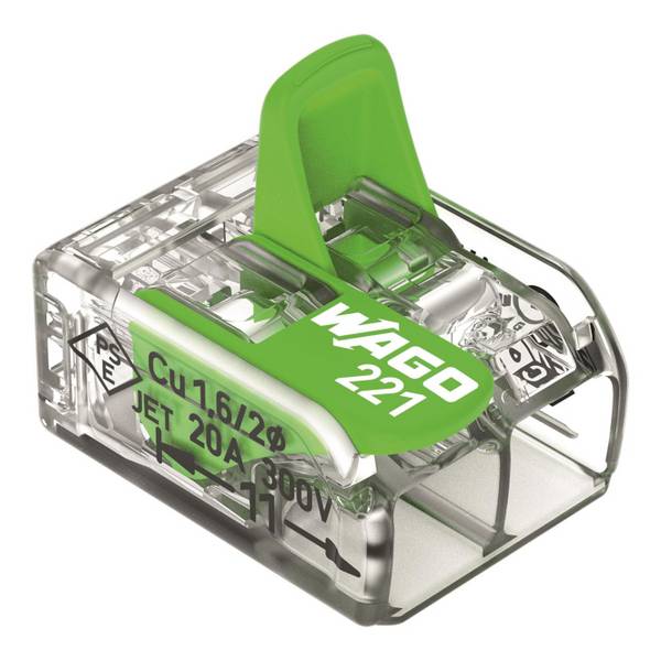 WAGO 221-422 Verbindungsklemme m.Hebel max.4qmm 2-Leiter transparent (Inhalt 100 Stück)