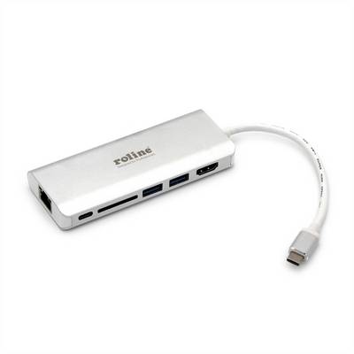 ROLINE Dockingstation USB-C, HDMI 4K, USB, SD/MicroSD, Gigabit Ethernet-0