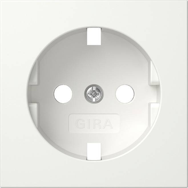 GIRA 492027 Abdeckung SCHUKO-Steckdose System 55 Reinweiß seidenmatt Install.Baumaterial Schalter-0