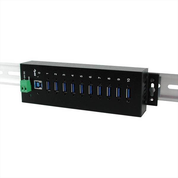 EXSYS EX-1110HMVS 10 Port USB 3.2 Gen1 HUB 15KV ESD Surge Protection Metallgehäuse
