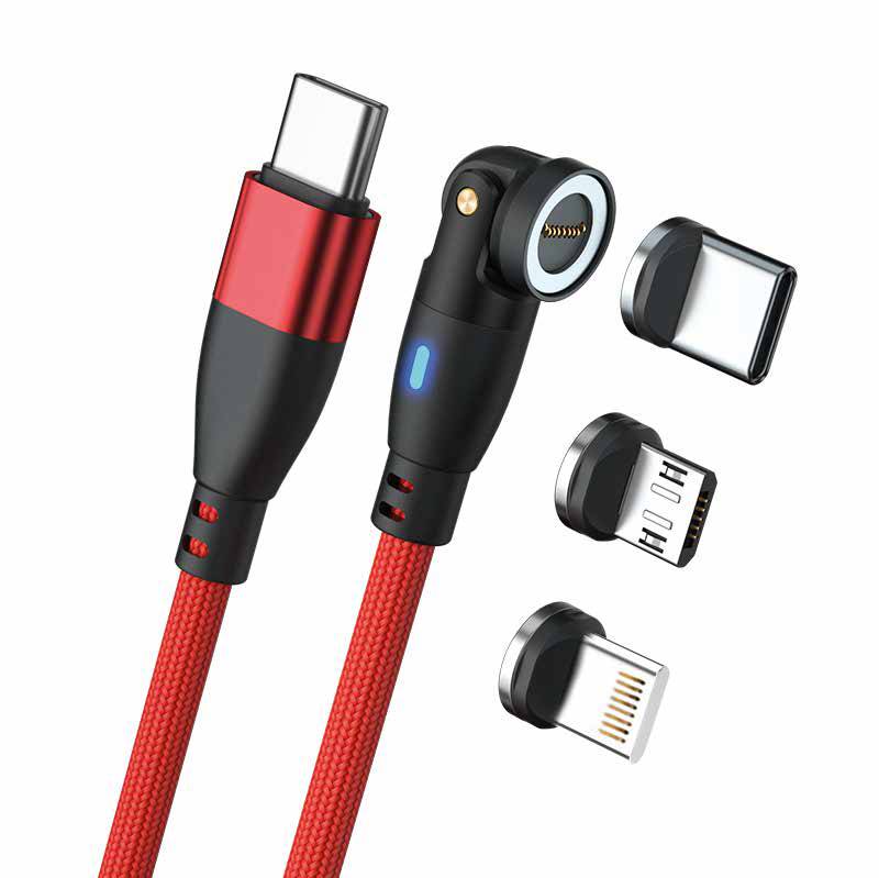 RealPower Magnetic cable 100 Watt,1m,rot mit Adaptern (439625)-1