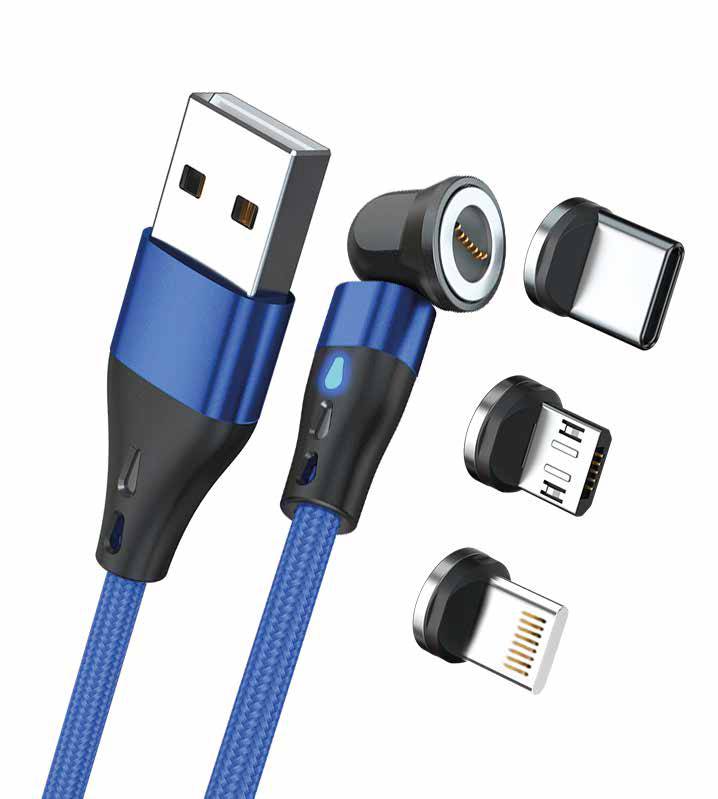 RealPower Magnetic cable 3 Amp,1m,blau mit Adaptern Multimedia-Technik Ladegerät-0