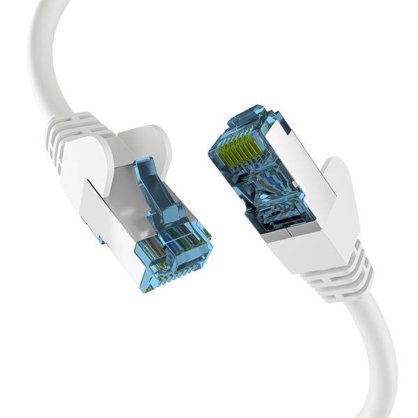 RJ45 PATCHKABEL mit CAT7 ROHKABEL WEISS 30m, S/FTP PIMF Netzwerkkabel LAN DSL Ecommerce Patchkabel
