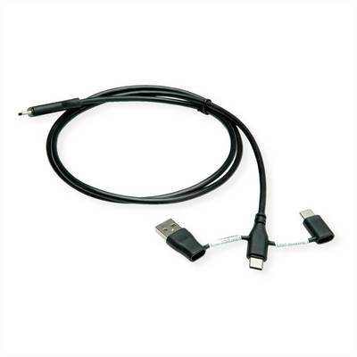 ROLINE USB 2.0 Kabel Typ C, ST/ST, mit Datenblockier-Adaptern Typ A+C, 1 m-0