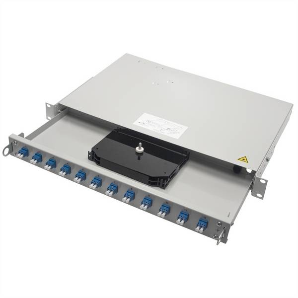 TELEGÄRTNER 19" LWL-Rangierverteiler PROFI 1HE, m. 12xLC-Duplex Kupplung türkis