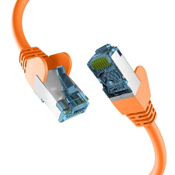 RJ45 PATCHKABEL mit CAT7 ROHKABEL ORANGE 15m, S/FTP PIMF Netzwerkkabel LAN DSL Ecommerce Patchkabel-0