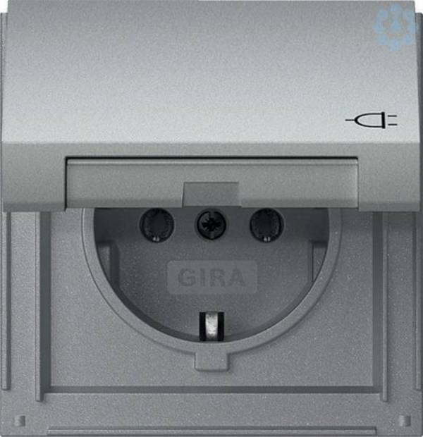 GIRA 445465 SCHUKO-Steckdose Klappdeckel TX_44 Farbe Alu Install.Baumaterial Schaltermat/Geb.Steu