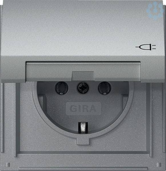 GIRA 445465 SCHUKO-Steckdose Klappdeckel TX_44 Farbe Alu Install.Baumaterial Schaltermat/Geb.Steu-0
