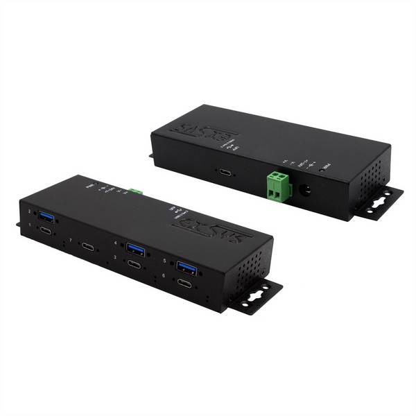 EXSYS EX-1237HMVS 7 Port USB 3.2 Gen2 Hub mit 4 x USB-C und 3 x USB-A Anschluss