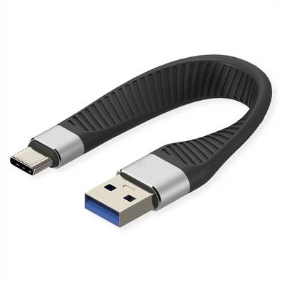 ROLINE USB 3.2 Gen 2 Silikonkabel, C-A, ST/ST, 10Gbit/s, Emark, schwarz, 11 cm-0
