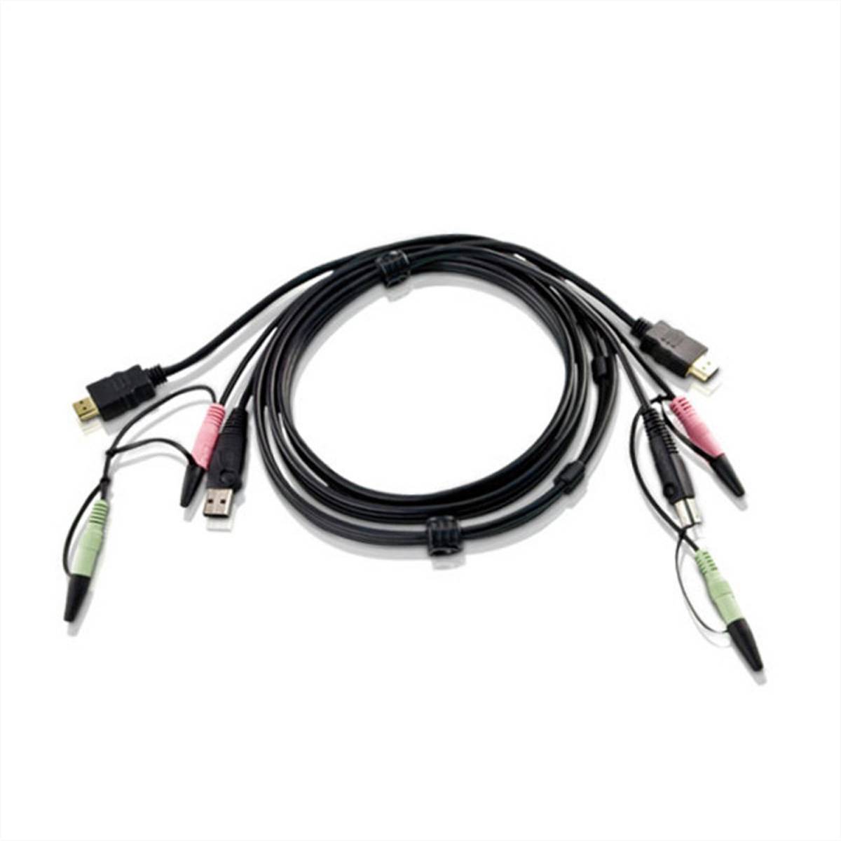 ATEN 2L-7D02UH HDMI KVM Anschlusskabel, USB 2.0, schwarz, 1,8 m-0
