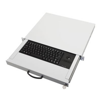 aixcase 19 Rack 1U Tastatur DE Trackball PS2&USB lichtgrau Multimedia-Technik 19 Zubehör-0