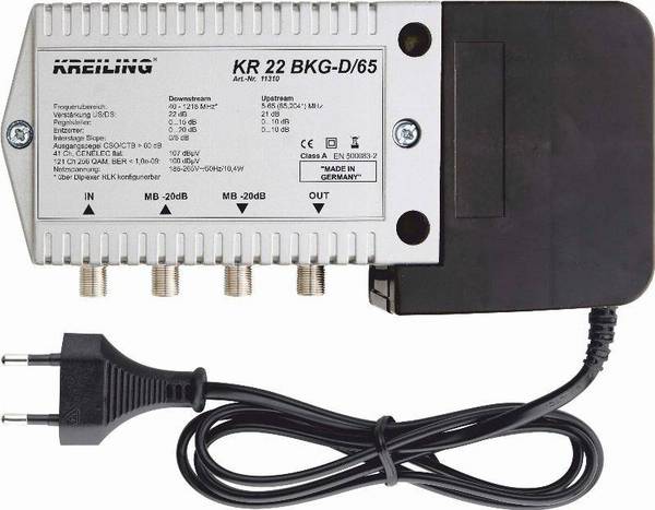 KREI BK-Verstärker KR 22 BKG-D/65 1200MHz,22dB,Hinweg 21dB,Rückweg 11310 Install.Baumaterial