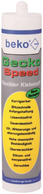 Beko 2472901gecko Speed 290ml 2472901 weiß flexibler Klebstoff Install.Baumaterial-0