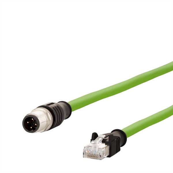 METZ CONNECT Verbindungsleitung M12 ST-RJ45 ST, 4-polig D-kodiert RJ45, 2 m