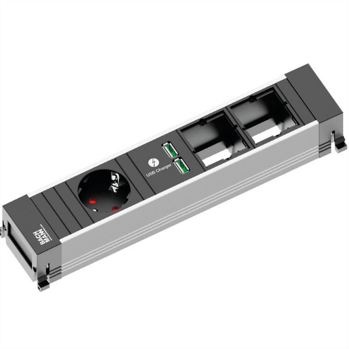 BACHMANN POWER FRAME Medium 1x Schutzkontakt 1x USB Charger 2x ABD-0
