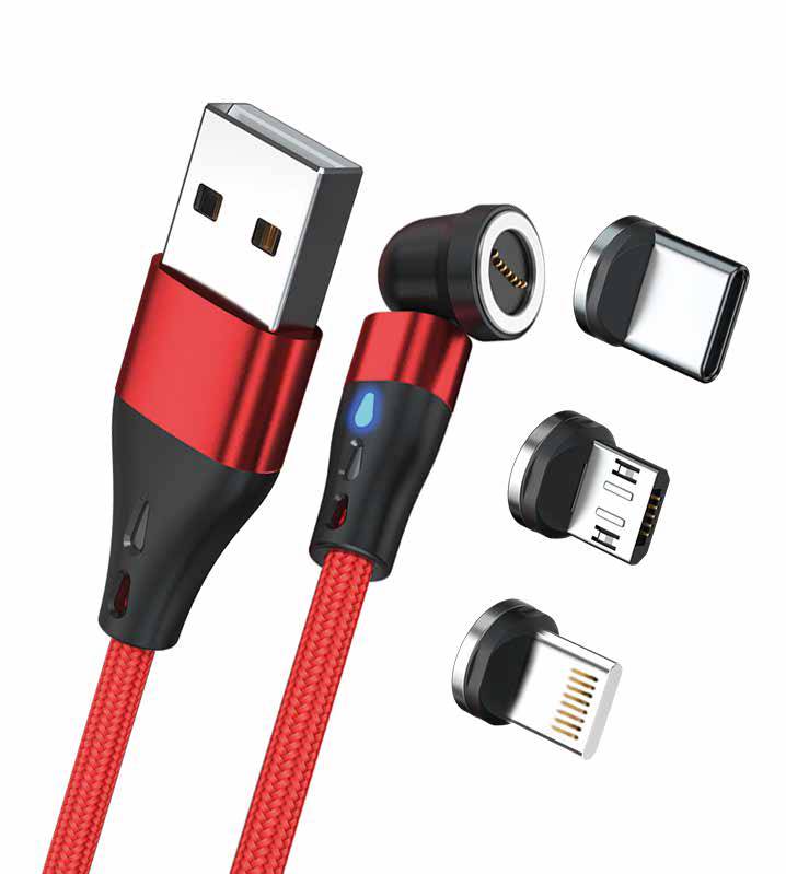 RealPower Magnetic cable 3 Amp,2m,rot mit Adaptern Multimedia-Technik Ladegerät-1