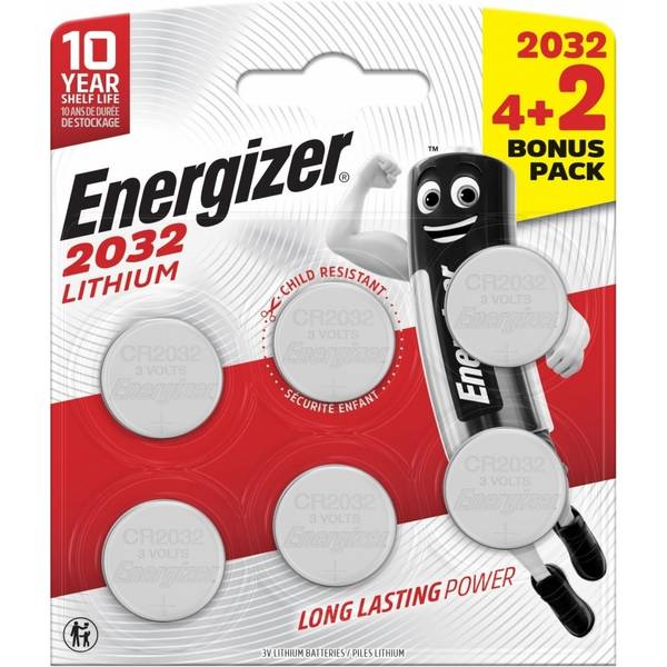 Energizer Knopfzelle 2032 E303945700 Lithium 4+2St. (E303945700)