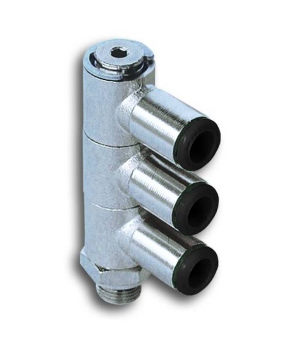 Pneumax B340418, Steck-Winkelverschraubung, 3-fach (alt. B340418)
