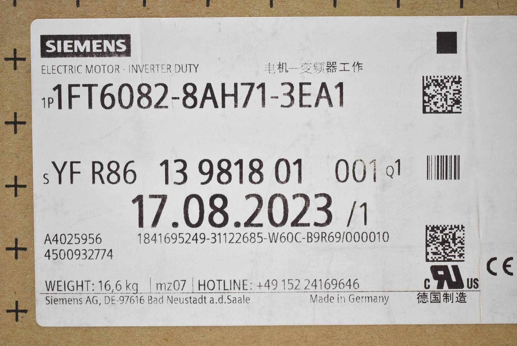 Siemens Dig.Industr. Synchronmotor 1Ft6 M0 =-2