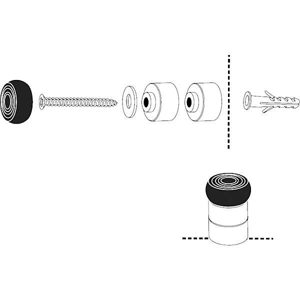Wandtürstopper EH511 Ø 23 mm VE 2 Stk 30 mm silber/schwarz. Wagner System GmbH 83142049-2