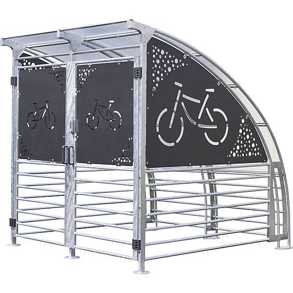Fahrräderunterstand abschließbar für 6 Fahrräder HxB 2360 x 2260 mm Metalloptik. Etablissements Mottez & Cie-2