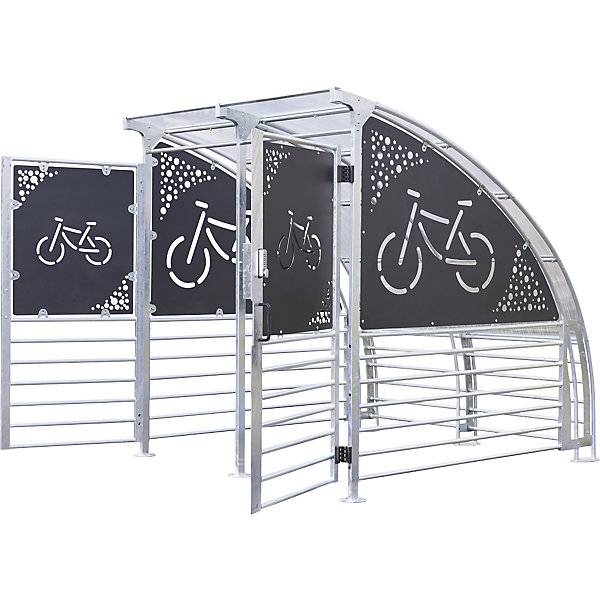 Fahrräderunterstand abschließbar für 6 Fahrräder HxB 2360 x 2260 mm Metalloptik. Etablissements Mottez & Cie-3