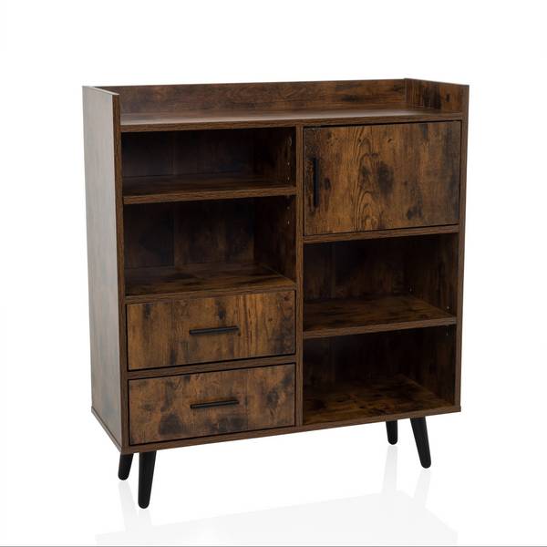 Sideboard Kommode MYRDAL 80x30x90 cm 2 Schubladen 1 Tür braun/schwarz hjh LIVING