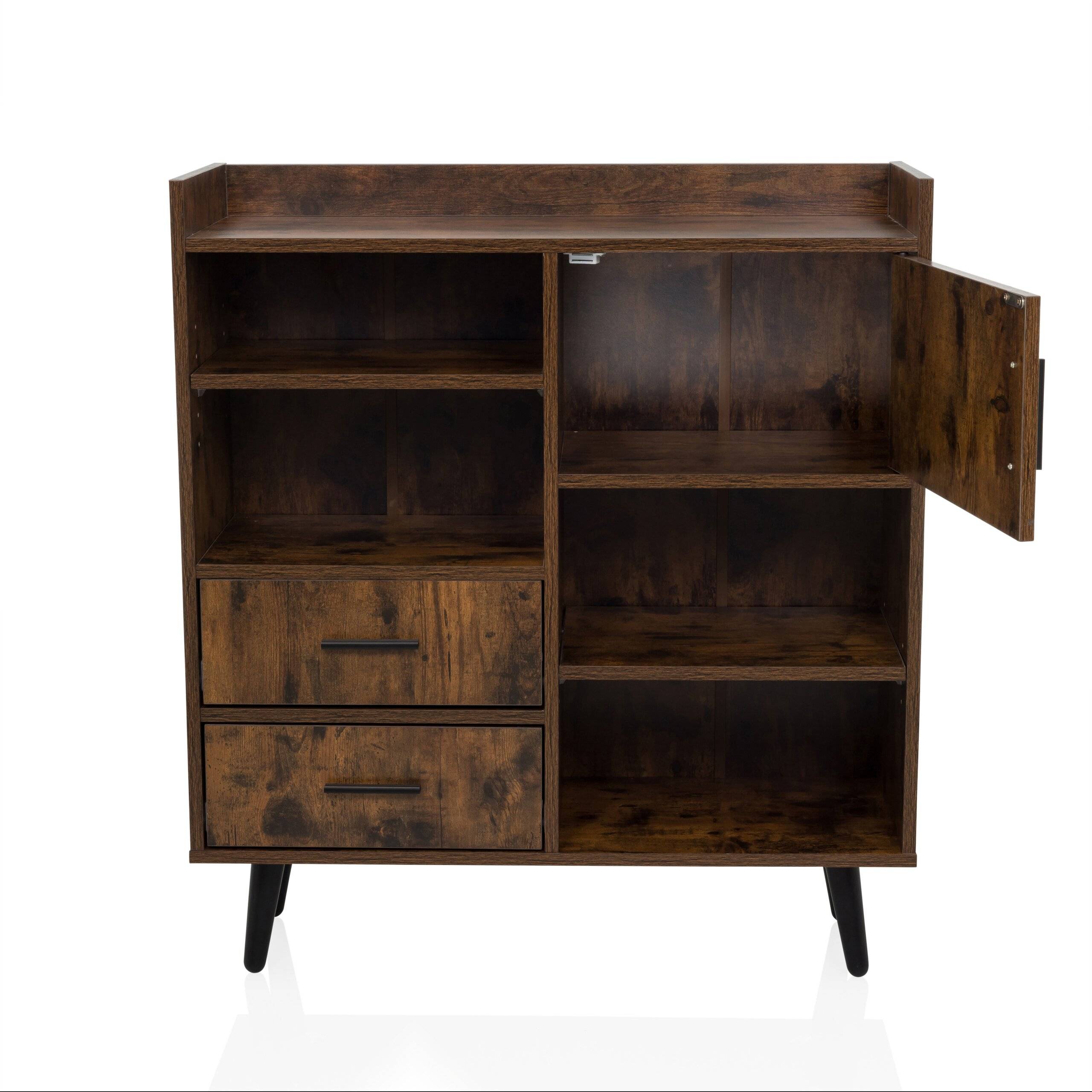 Sideboard Kommode MYRDAL 80x30x90 cm 2 Schubladen 1 Tür braun/schwarz hjh LIVING-2