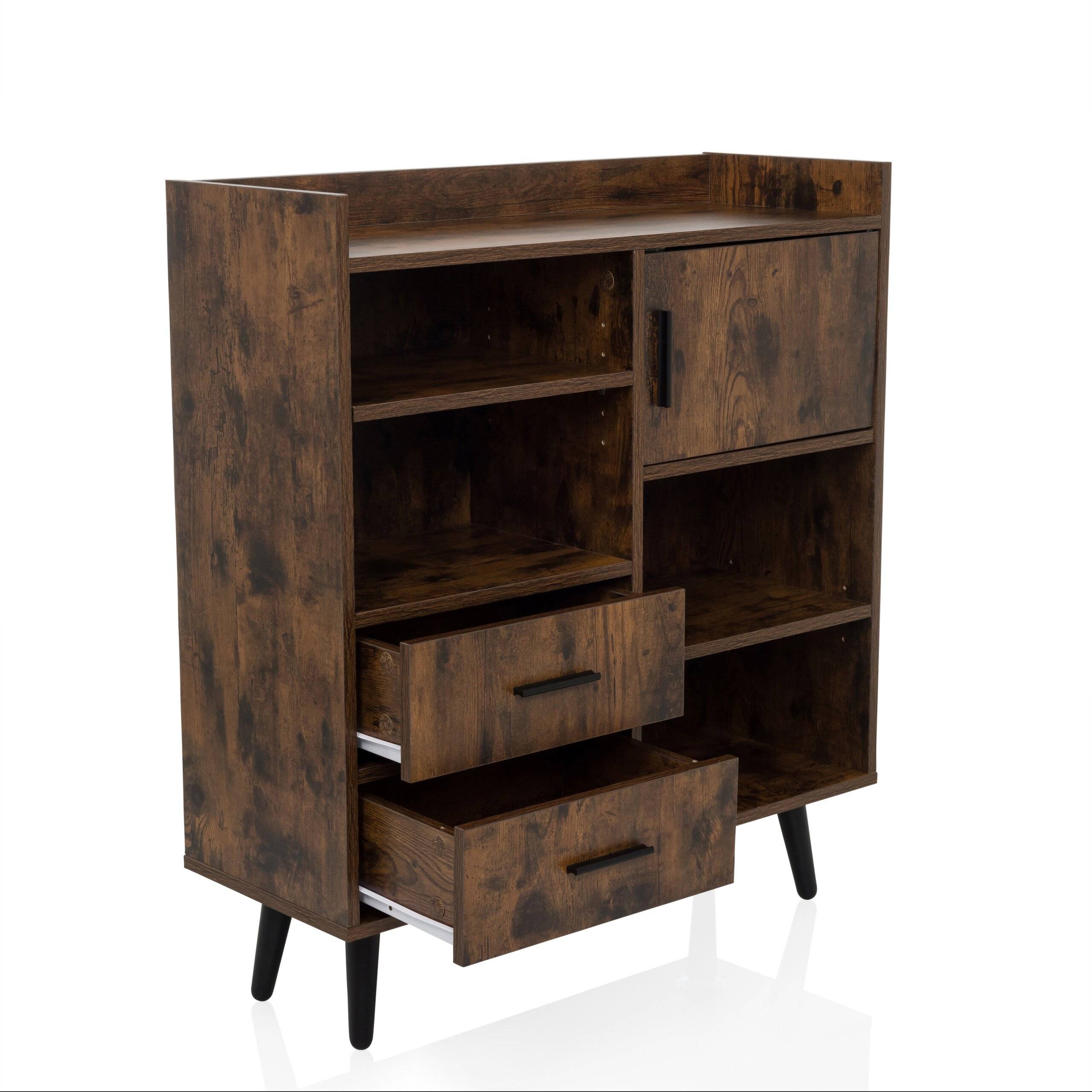 Sideboard Kommode MYRDAL 80x30x90 cm 2 Schubladen 1 Tür braun/schwarz hjh LIVING-3
