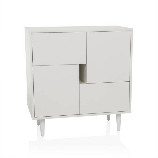 Sideboard Kommode LYKKJA 77x39,5x72 cm 2 Schubladen 2 Türen weiß hjh LIVING