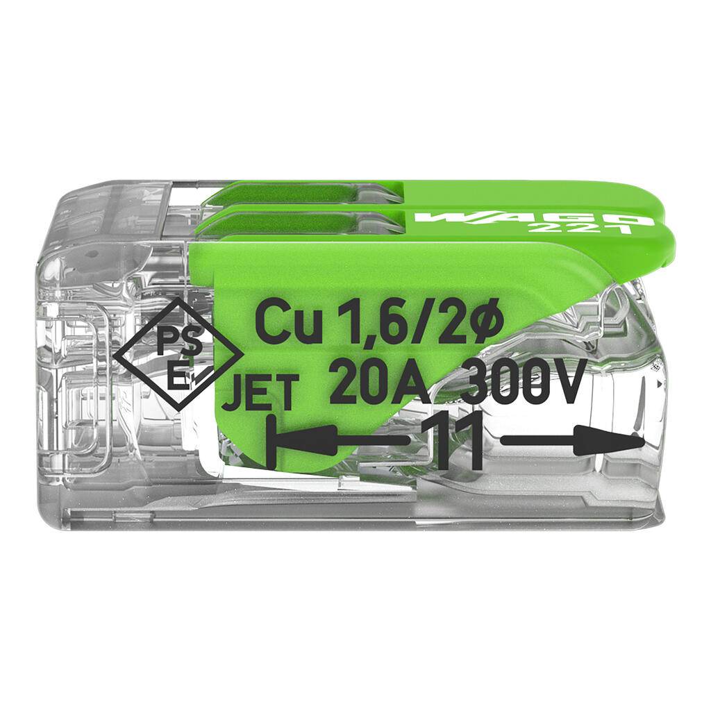 WAGO 221-422 Verbindungsklemme m.Hebel max.4qmm 2-Leiter transparent (Inhalt 100 Stück)-1