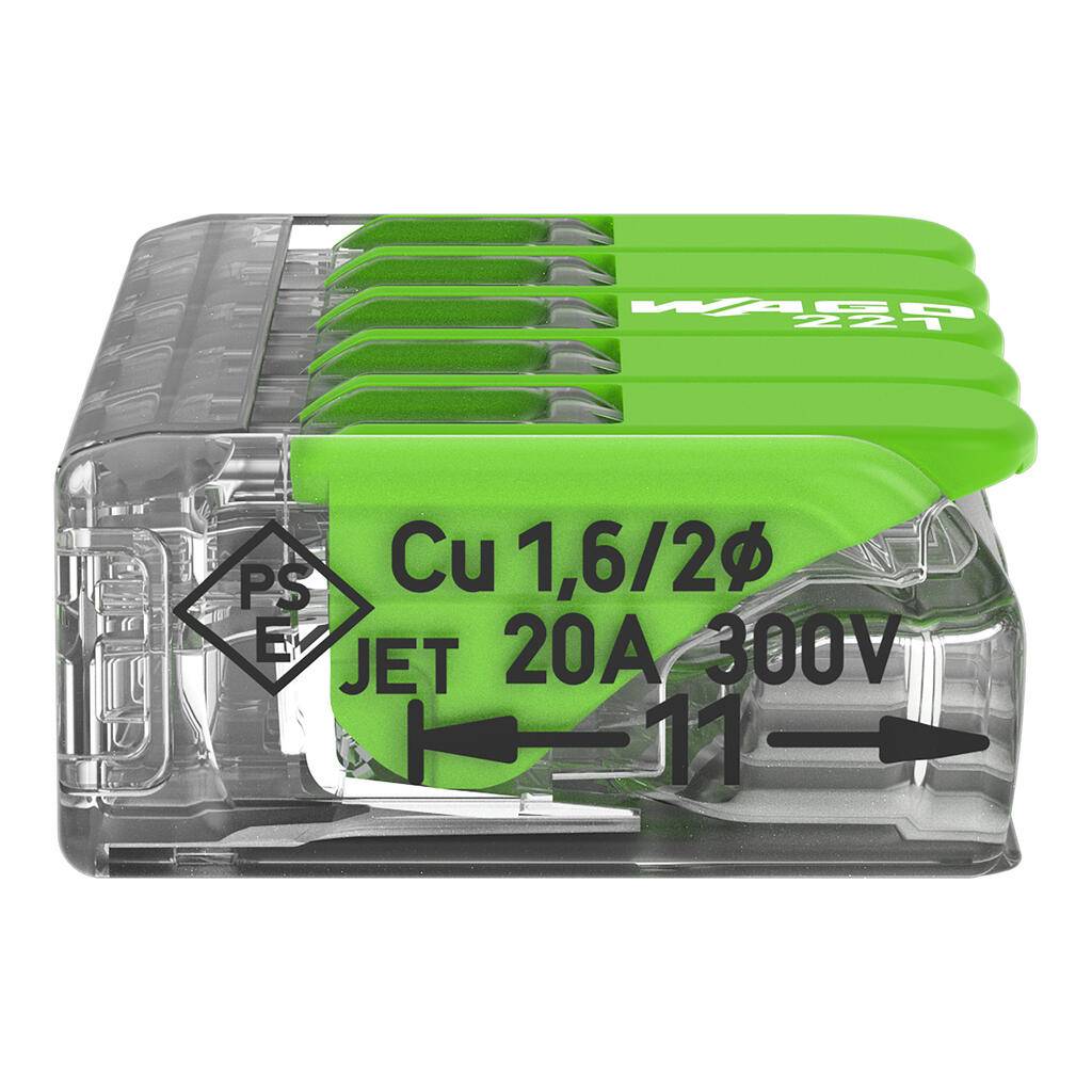 WAGO 221-425 Verbindungsklemme m.Hebel max.4qmm 5-Leiter transparent (Inhalt 25 Stück)-1