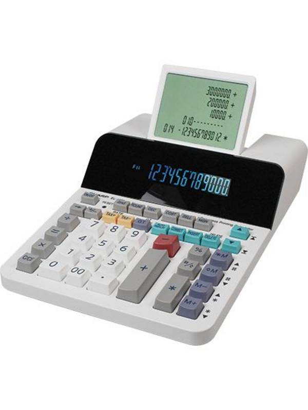 EL-1901, desktop, display calculator, 12 digits, foldable display, AC battery, white