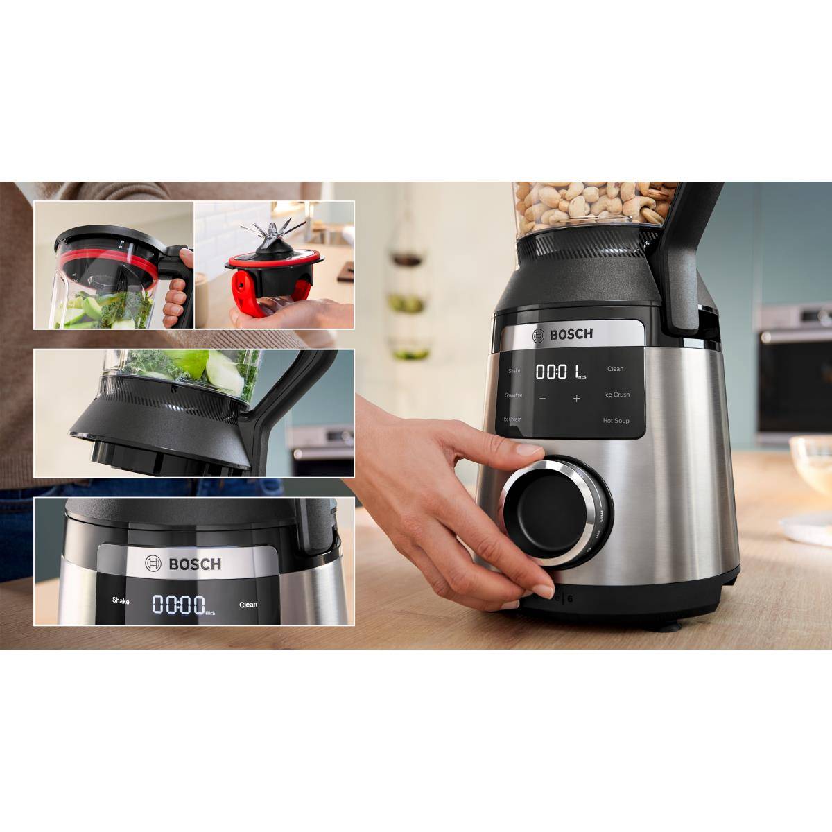 Bosch Serie 6, Hochleistungsmixer, VitaPower, 1800 W, Edelstahl, MMB6762M-1
