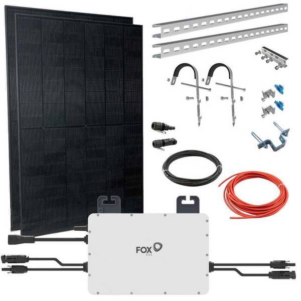 FOX ESS Balkonkraftwerk mit 920W Solarpanele, Fassaden-Halterung, M1-800-E 0,8kW