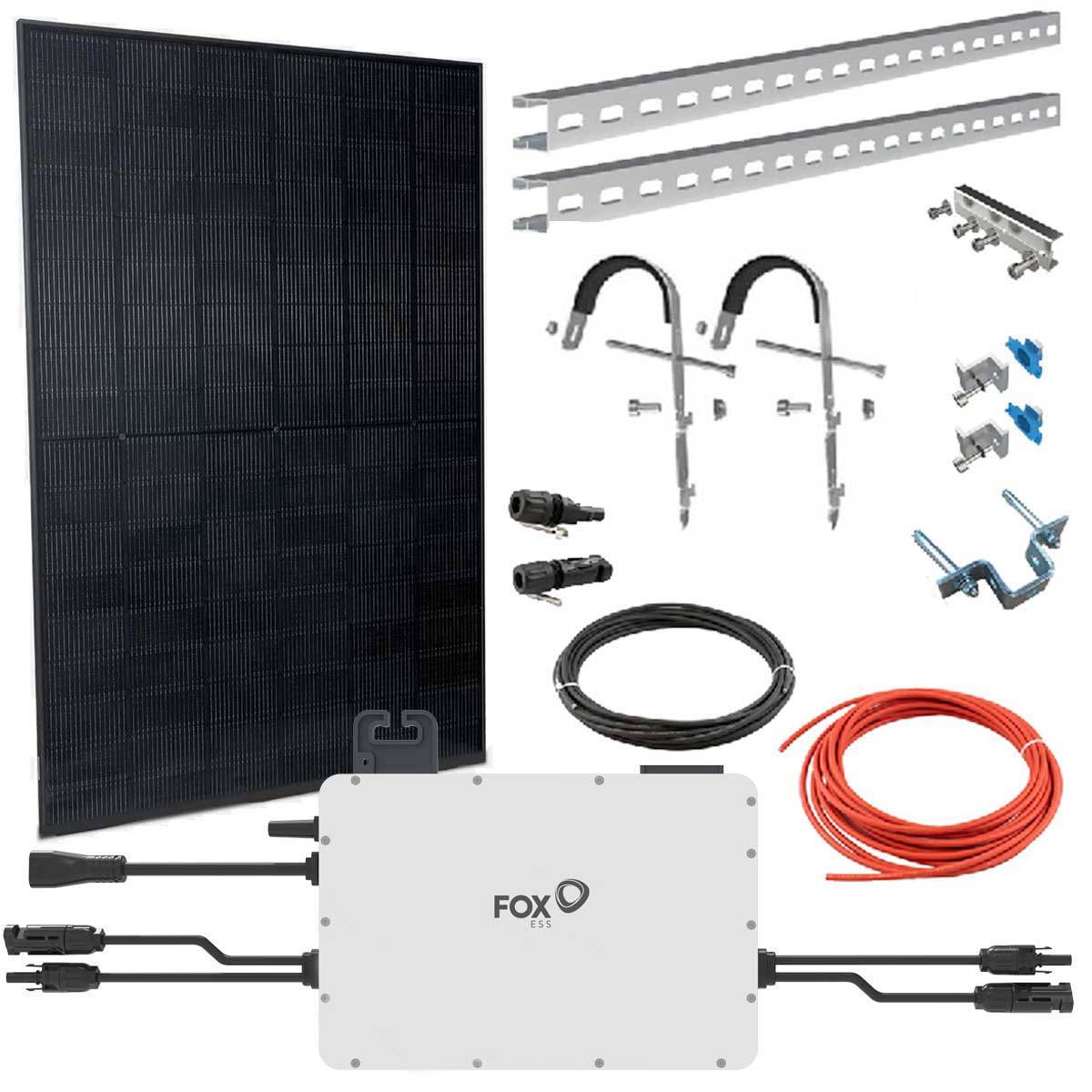 FOX ESS Balkonkraftwerk mit 460W Solarpanel, Fassaden-Halterung, M1-800-E 0,8kW-0