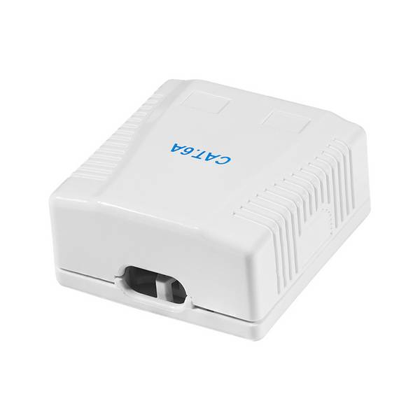 Cat.6A Surface Mounted Box 2 x RJ45, shielded Kabel & Adapter
