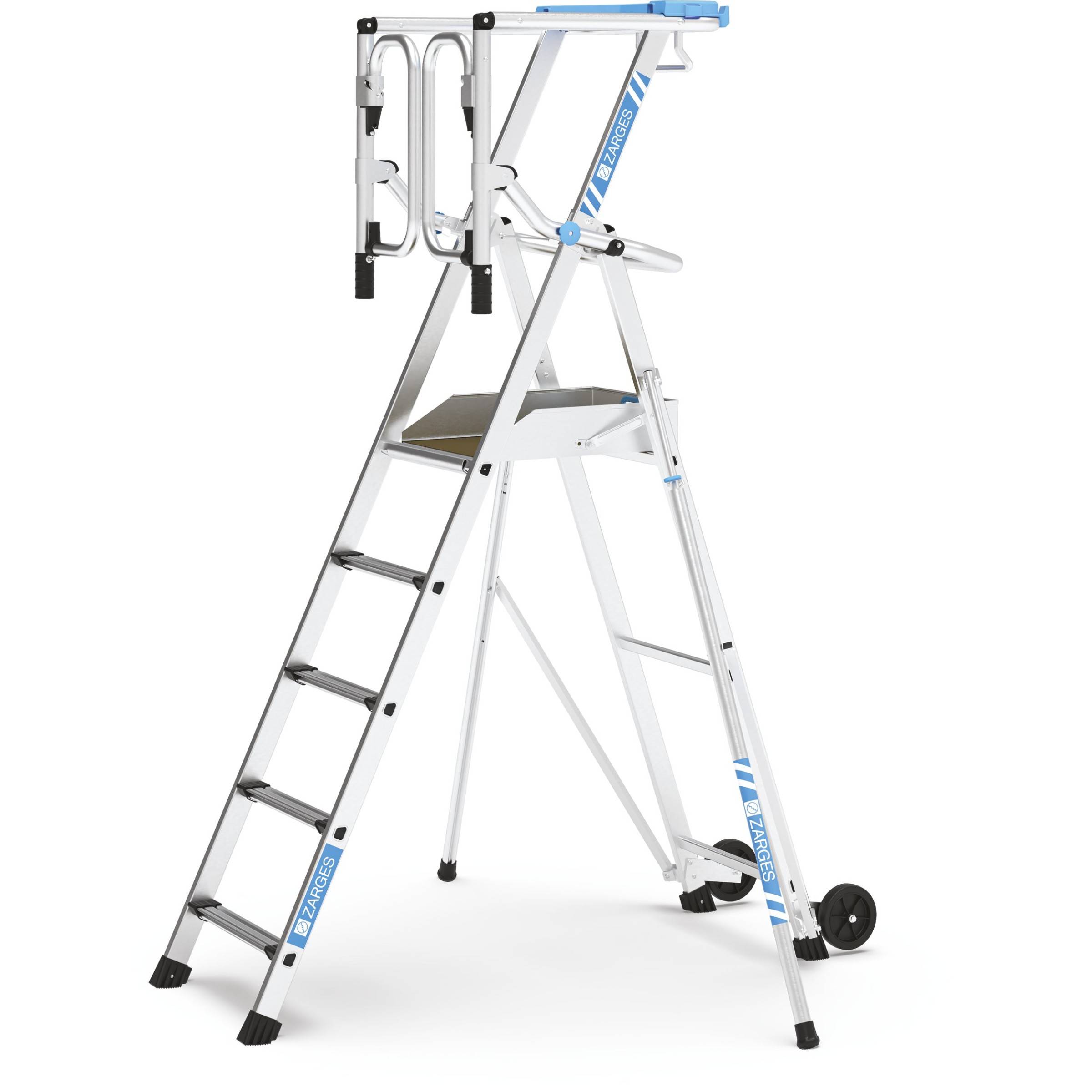 Zarges fahrbar gebördelte Teleskop Plattformleiter ZAP SAFEMASTER MAX S 4 Stufen-0