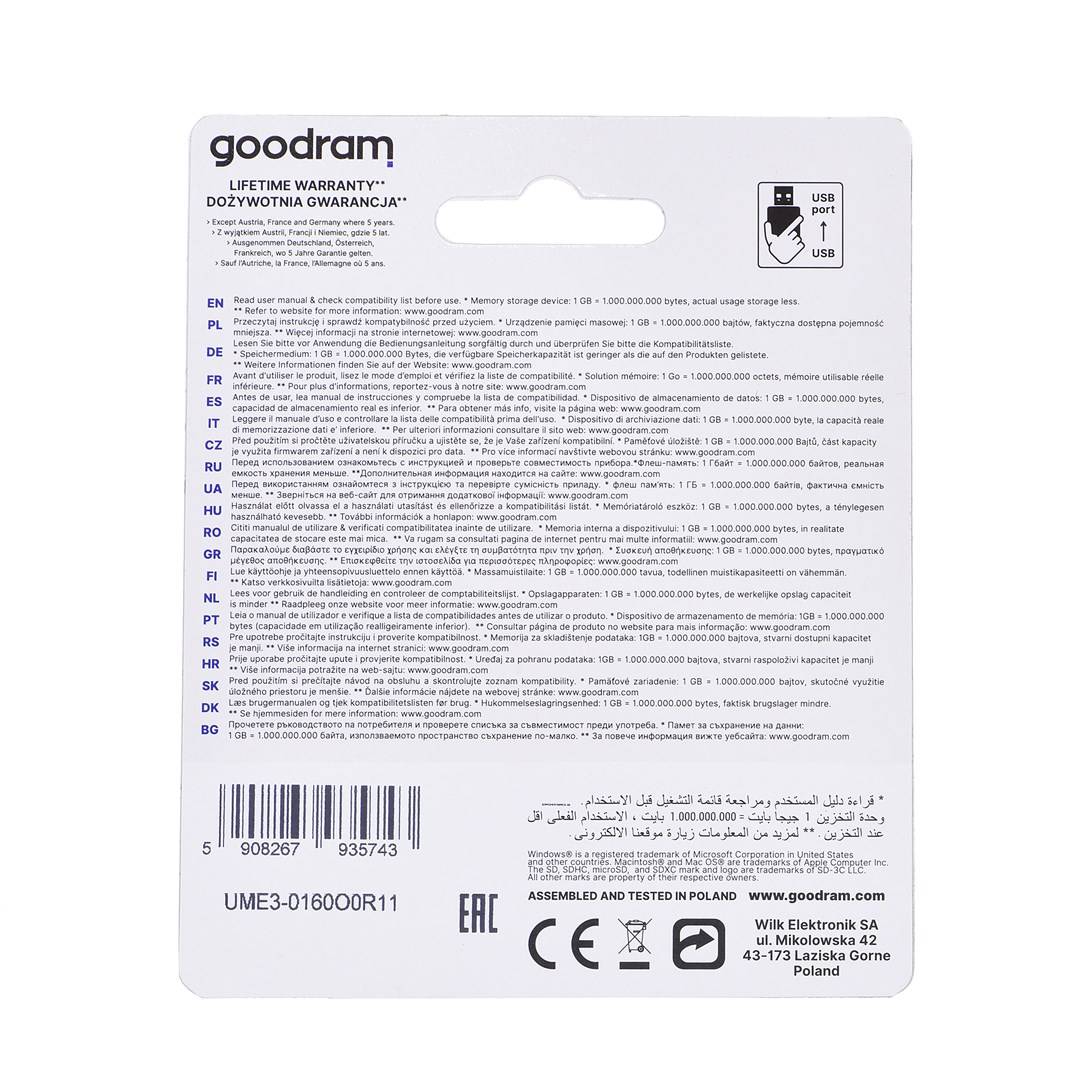 GoodRam UME3 - 16 GB - USB Typ-A - 3.2 Gen 1 (3.1 Gen 1) - 60 MB/s - Kappe --1