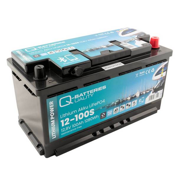 Q-Batteries Lithium Akku 12-100S 12,8V 100Ah 1280Wh LiFePO4 Batterie mit Bluetooth & Heizung