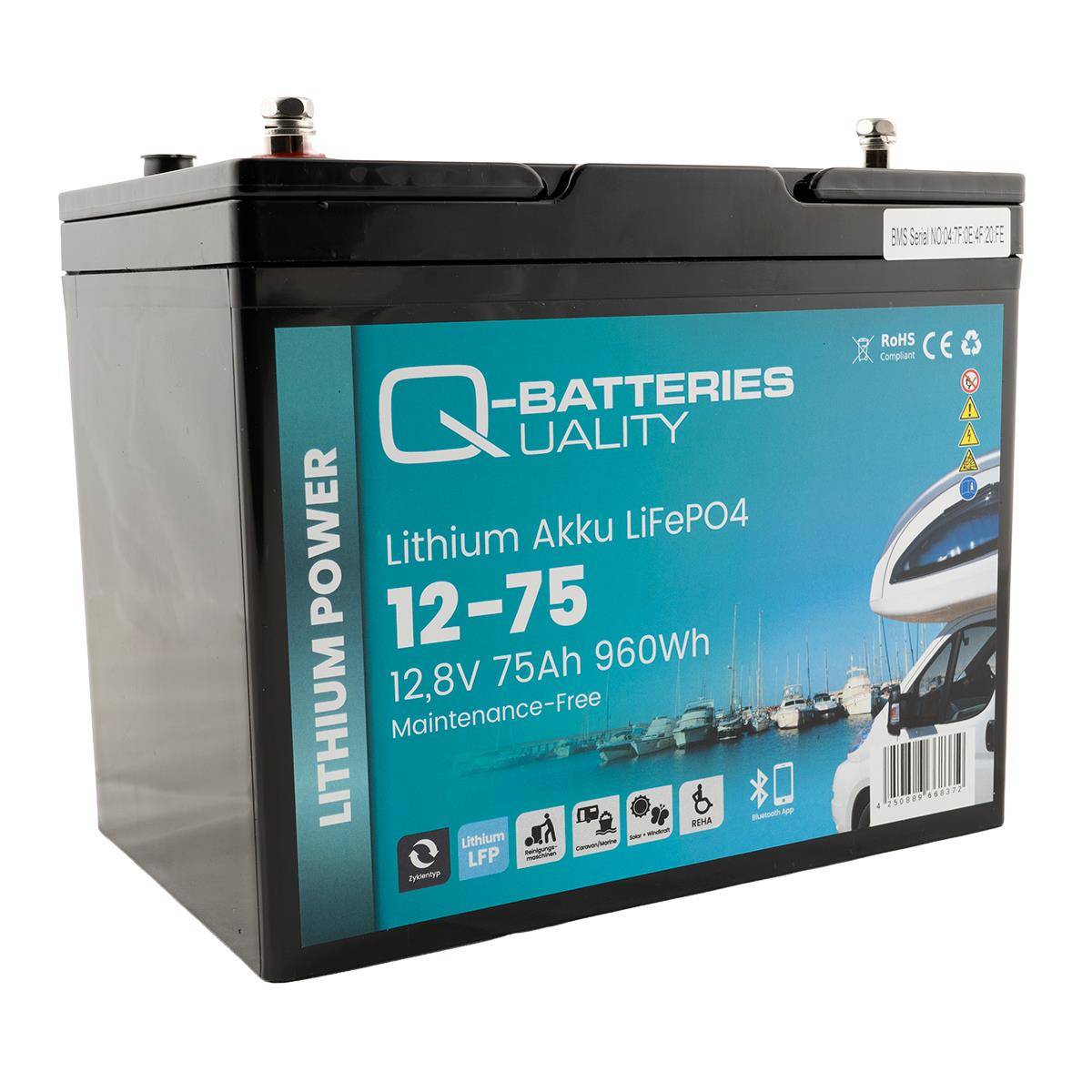 Q-Batteries Lithium Akku 12-75 12,8V 75Ah 960Wh LiFePO4 Batterie mit Bluetooth-1