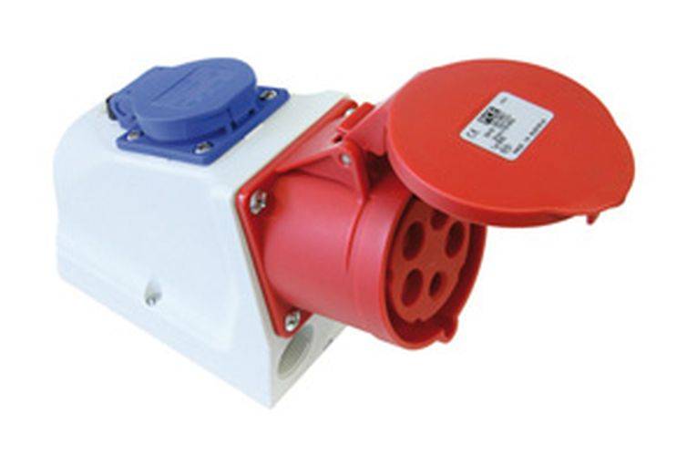 CEE-SCHUKO Kombi Wandsteckdose 32A / 5pol. / 6h / IP44 verdrahtet-0