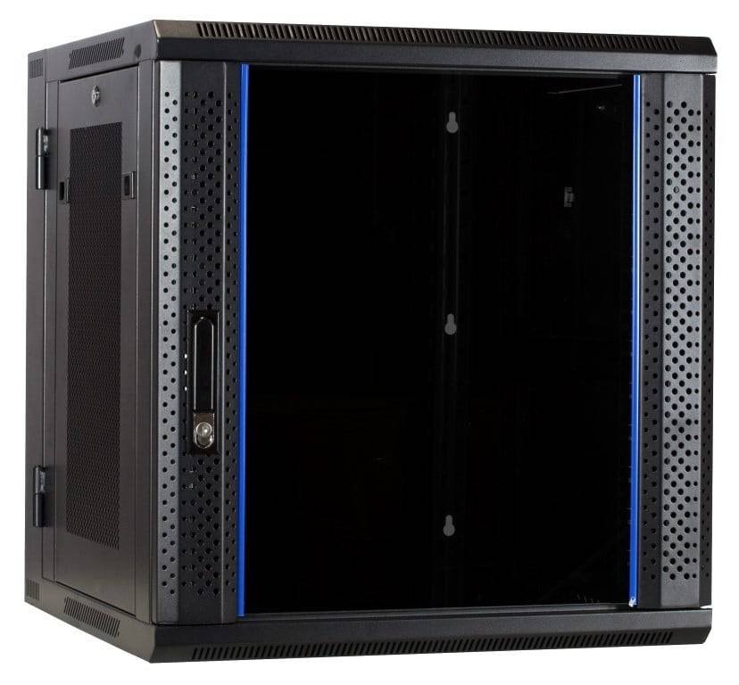 Danicom - 12 HE Serverschrank, wendbares Wandgehäuse mit Glastür und perforierten Seitenwänden (BxTxH) 600 x 600 x 635mm-0