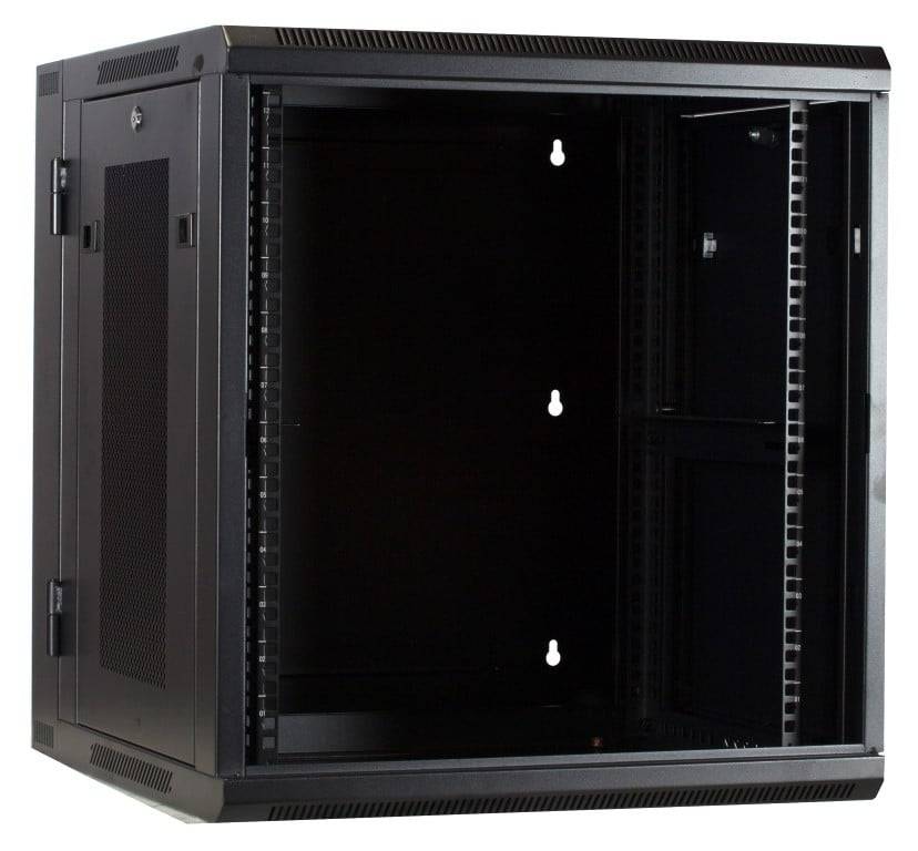 Danicom - 12 HE Serverschrank, wendbares Wandgehäuse mit Glastür und perforierten Seitenwänden (BxTxH) 600 x 600 x 635mm-2