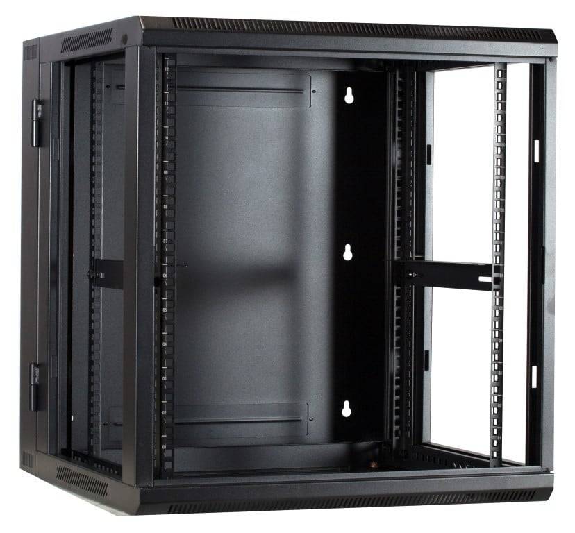 Danicom - 12 HE Serverschrank, wendbares Wandgehäuse mit Glastür und perforierten Seitenwänden (BxTxH) 600 x 600 x 635mm-3