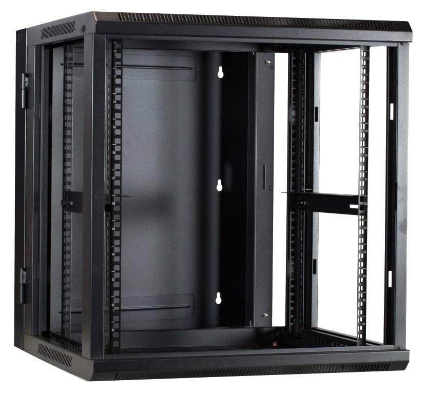 Danicom - 12 HE Serverschrank, wendbares Wandgehäuse mit Glastür und perforierten Seitenwänden (BxTxH) 600 x 600 x 635mm-4