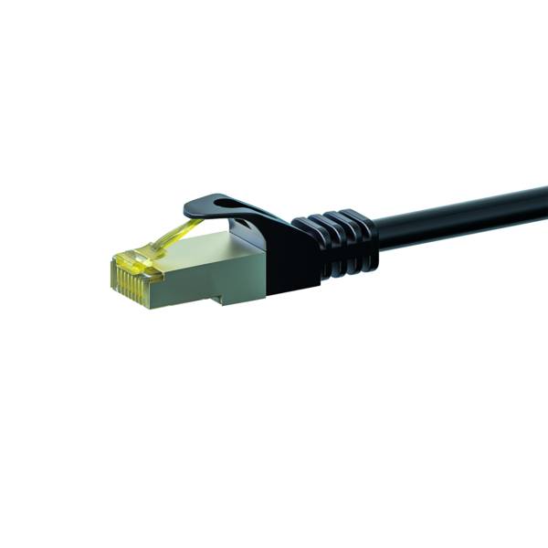 RJ45 Netzwerkkabel S/FTP (PiMF), mit CAT 7 Rohkabel, Schwarz, 1m