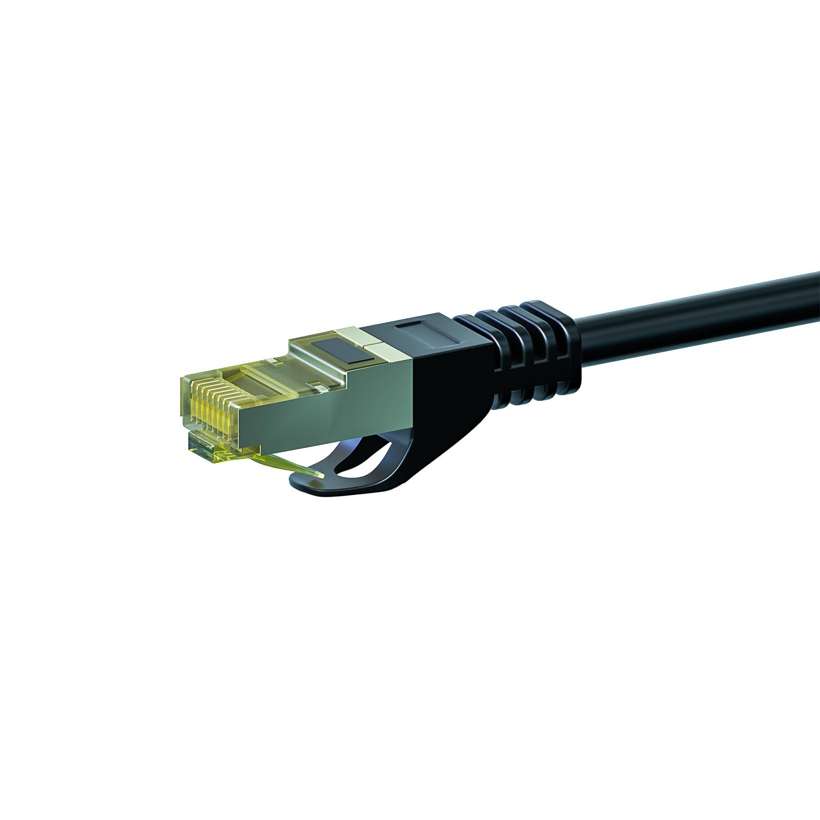 RJ45 Netzwerkkabel S/FTP (PiMF), mit CAT 7 Rohkabel, Schwarz, 1m-1