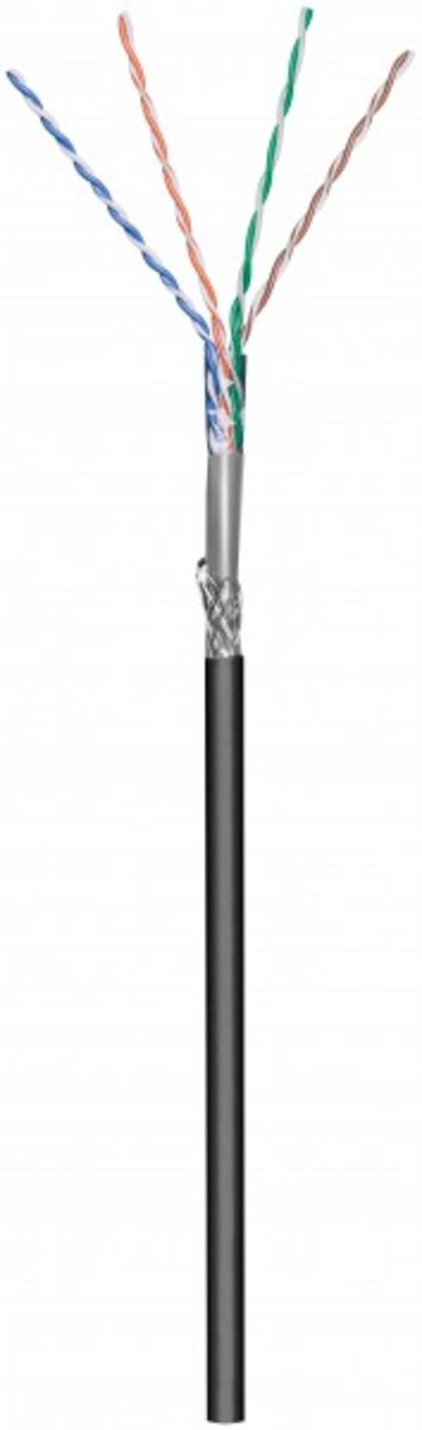 CAT6 Outdoor Netzwerkkabel, S/FTP, AWG 26/7 (Flexibel), 100 Meter, Schwarz, CCA